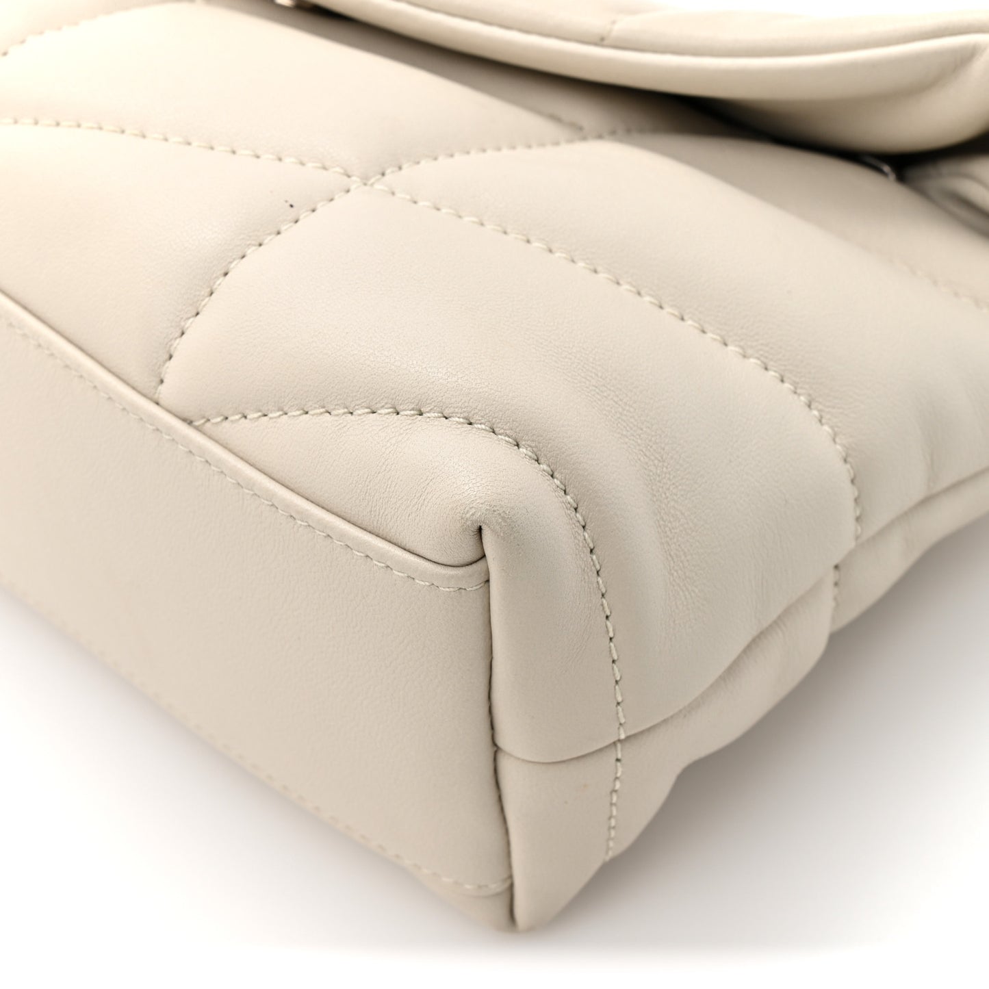 Lambskin Quilted Toy Loulou Puffer Monogram Chain Satchel Crema Soft