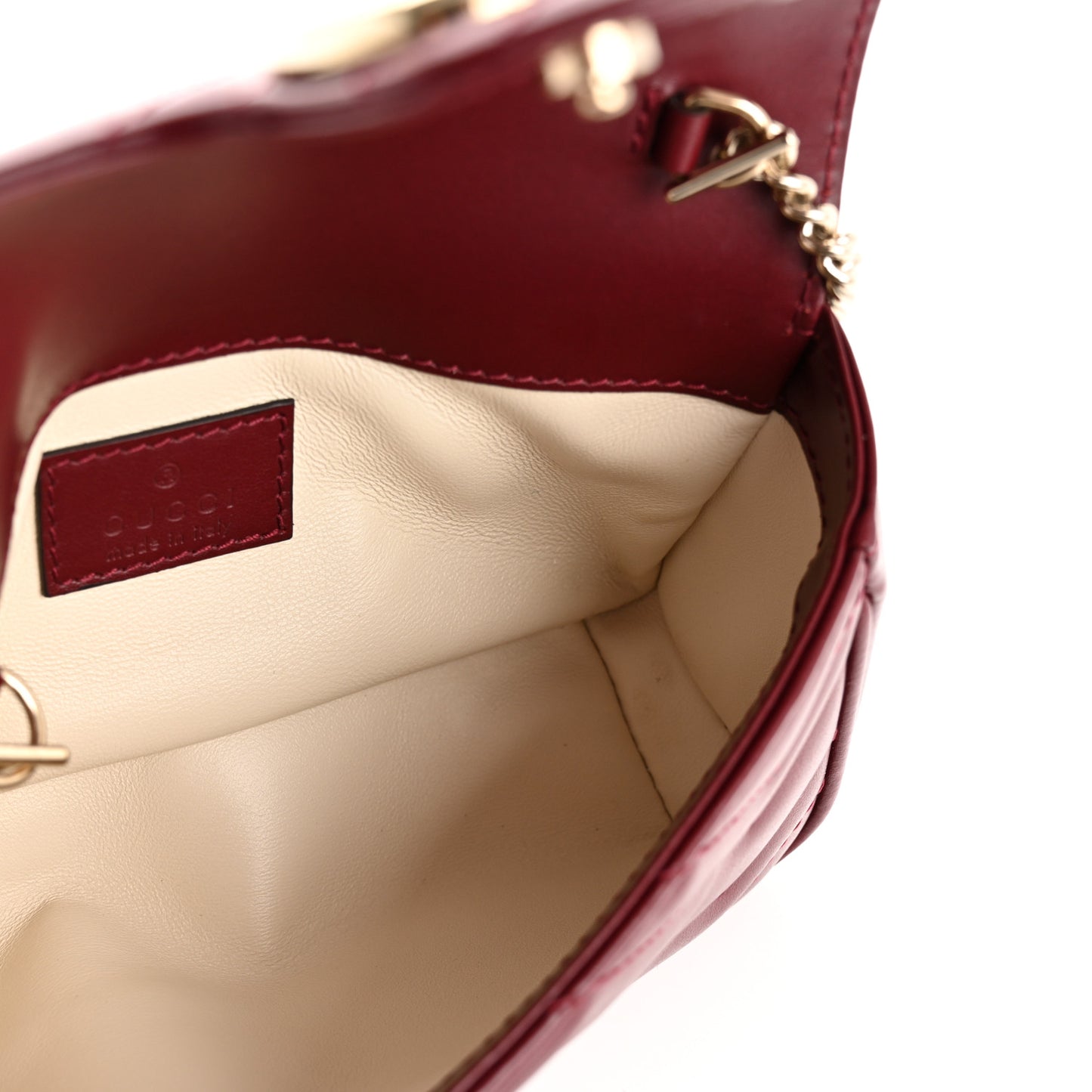 Calfskin Matelasse Super Mini GG Marmont Shoulder Bag Rosso Ancora