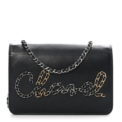 Chanel Calfskin Chain 20s Signe Wallet on Chain WOC Black 1 of 14