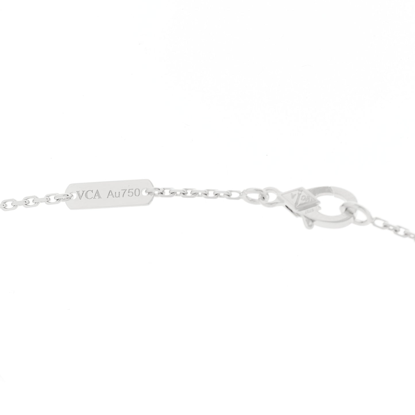 18k White Gold Chalcedony Vintage Alhambra Pendant Necklace