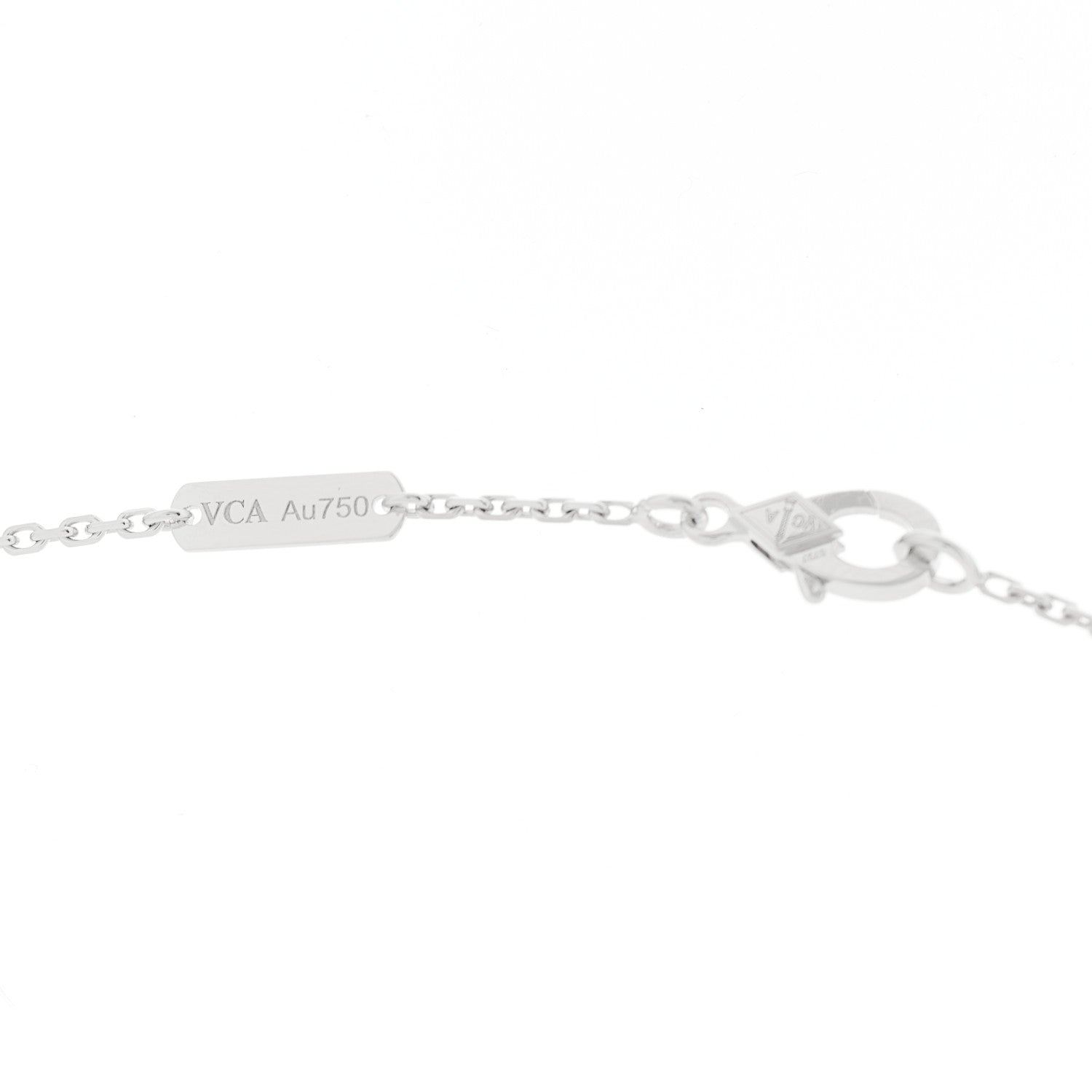 Van Cleef & Arpels 18k White Gold Chalcedony Vintage Alhambra Pendant Necklace 4 of 6