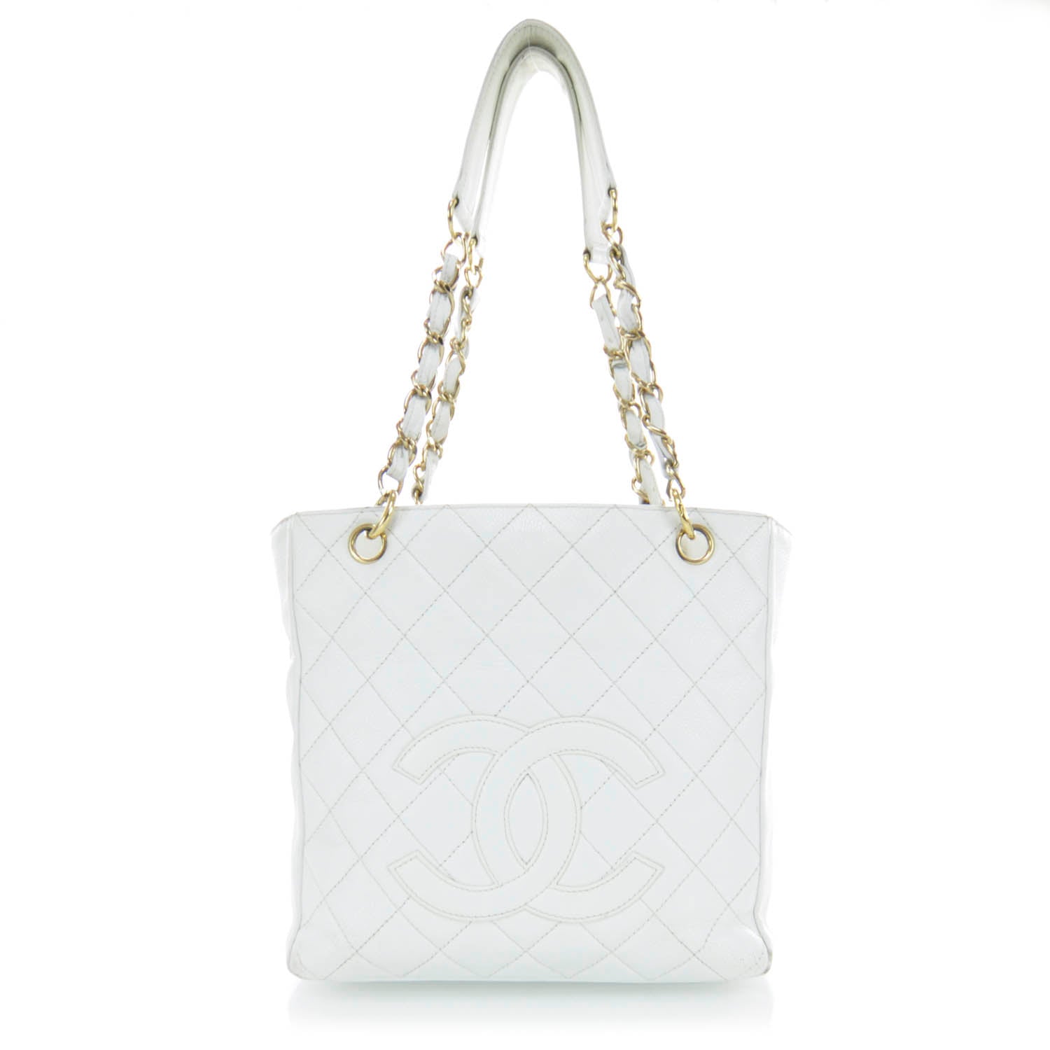 Chanel Caviar Petit Shopping Tote PST White 1 of 9