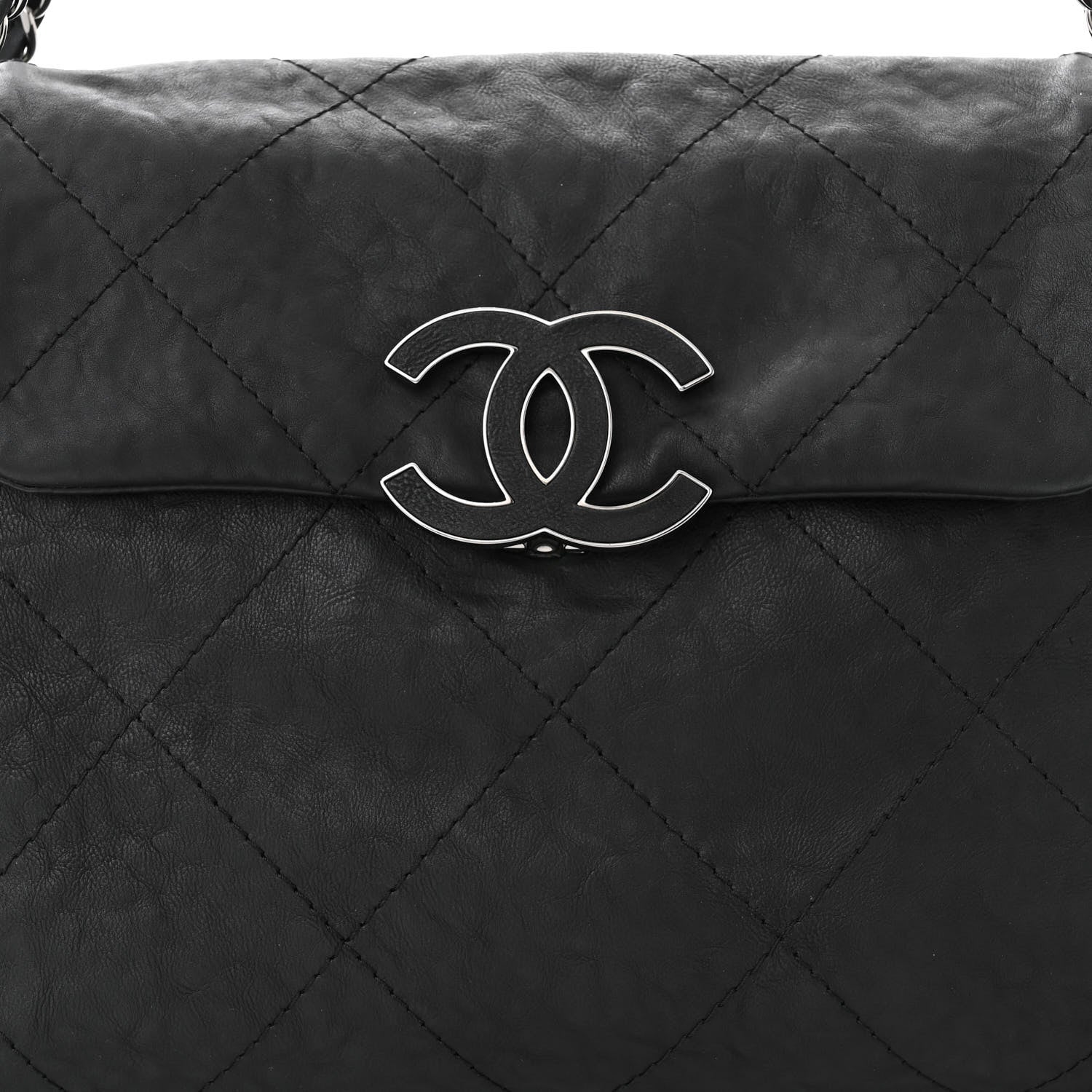 Chanel Calfskin Quilted Large Hamptons Flap Black 8 of 11