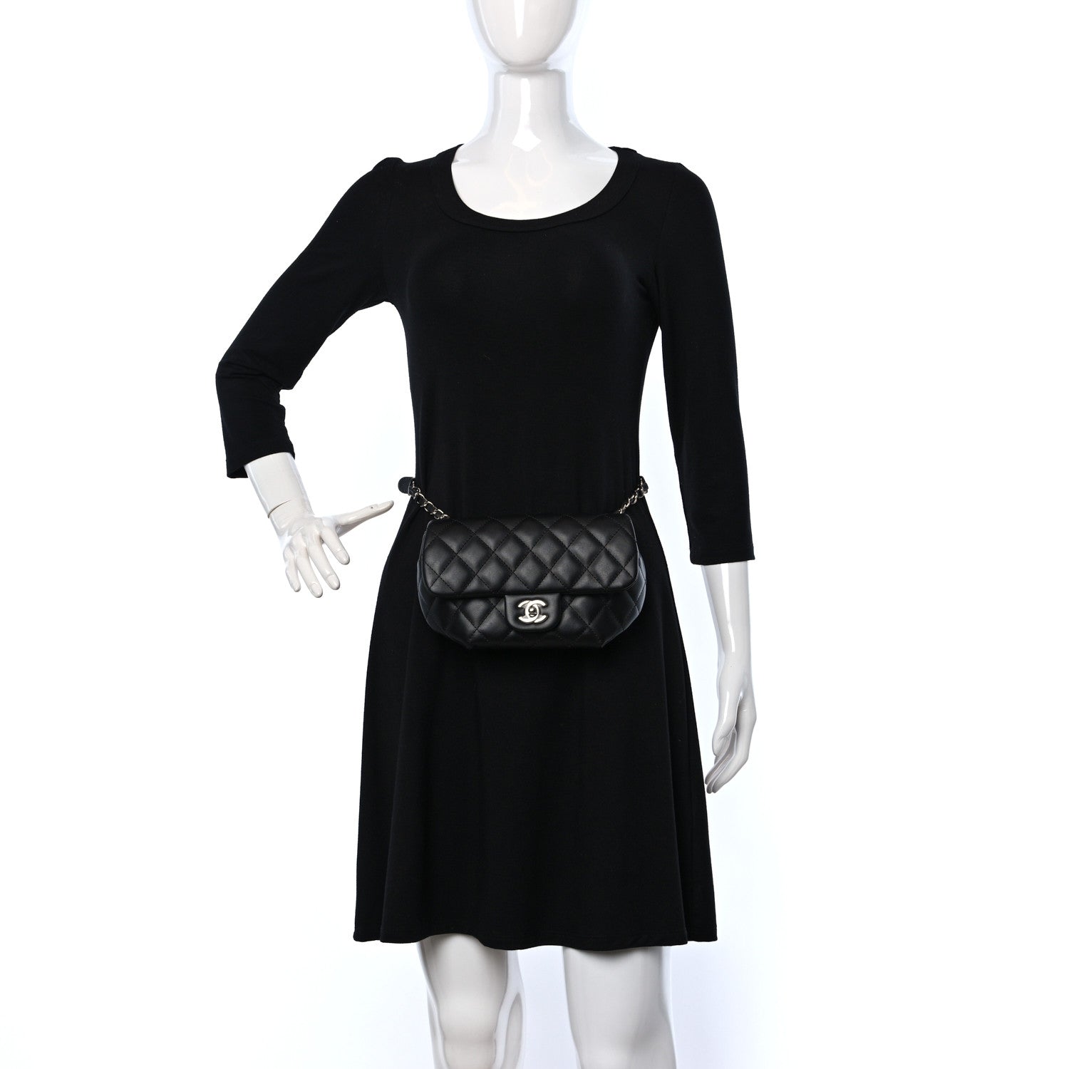 Chanel Calfskin Quilted CC Uniform Flap Belt Bag Black 2 of 9