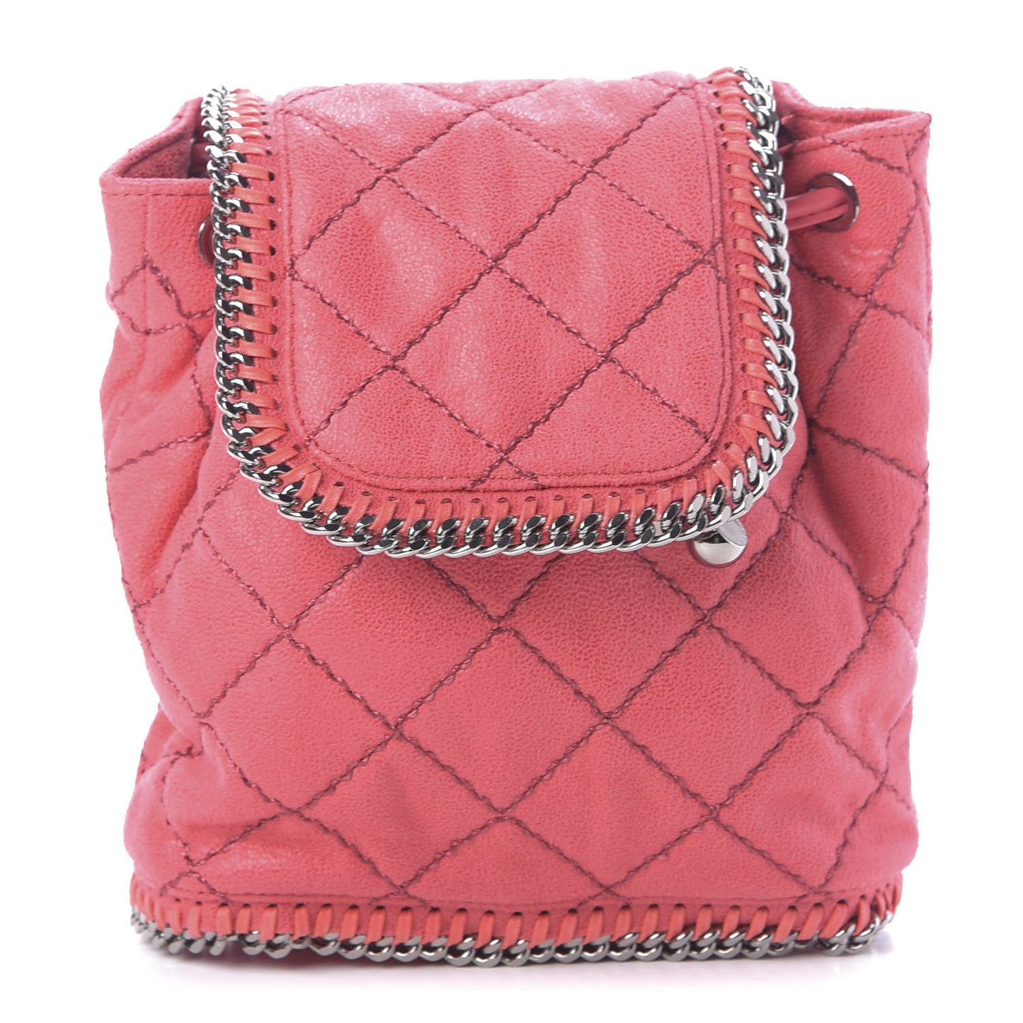 Shaggy Deer Quilted Mini Falabella Backpack Pink Fluo