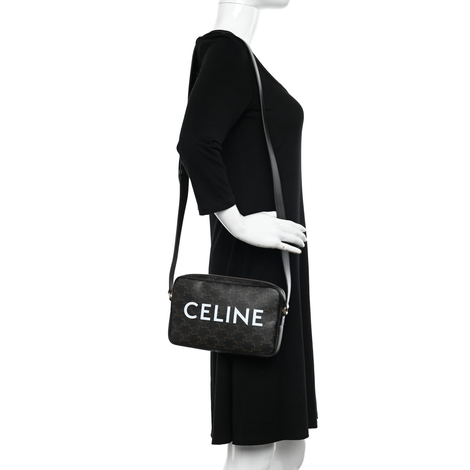 Celine Triomphe Canvas Medium Messenger Bag Black 2 of 10