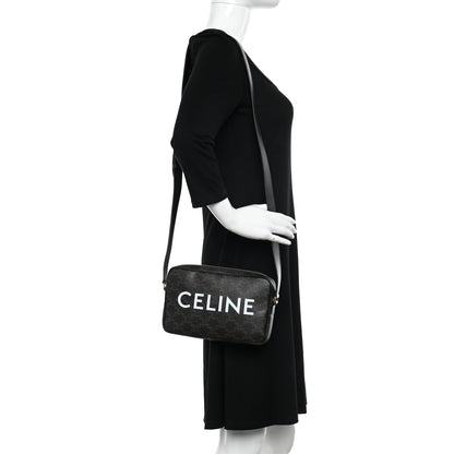 Celine Triomphe Canvas Medium Messenger Bag Black 2 of 10