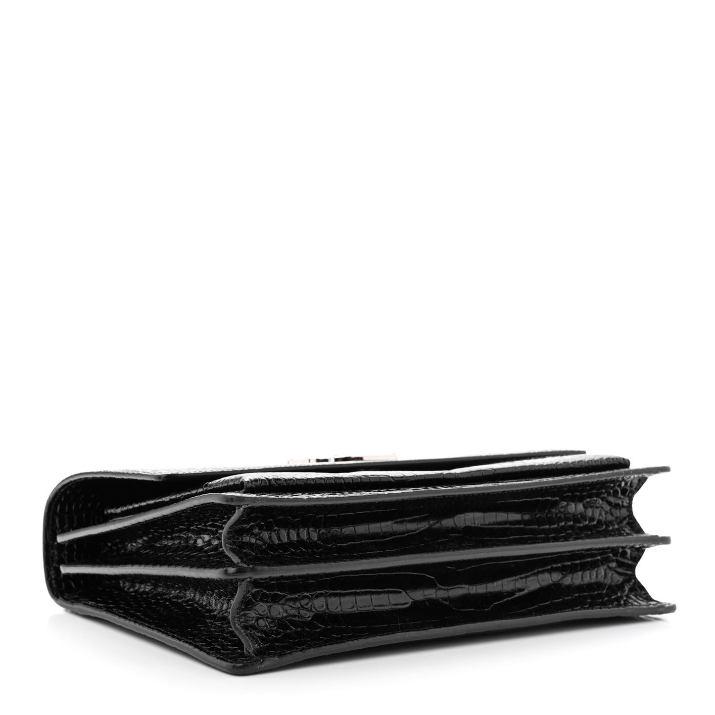 Calfskin Crocodile Embossed Large Monogram Sunset Black