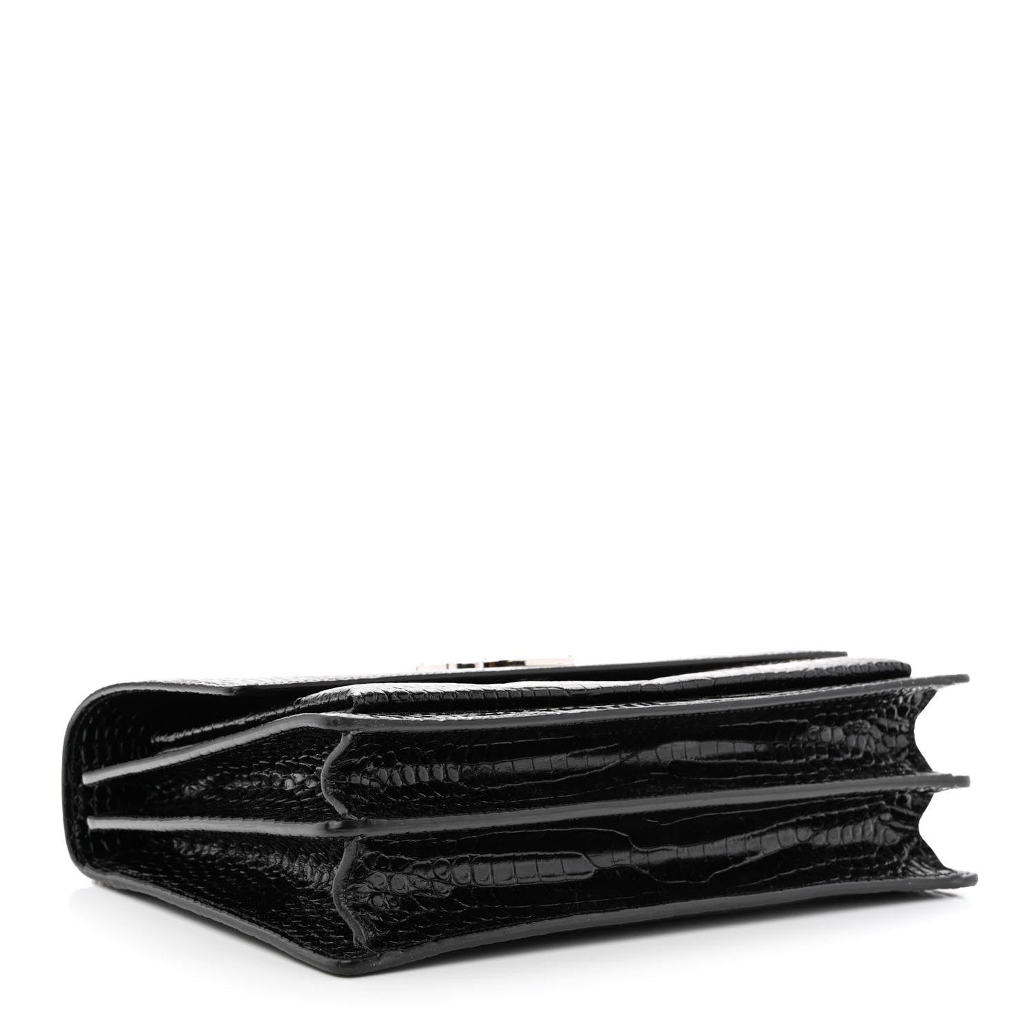 Saint Laurent Calfskin Crocodile Embossed Large Monogram Sunset Black 4 of 10