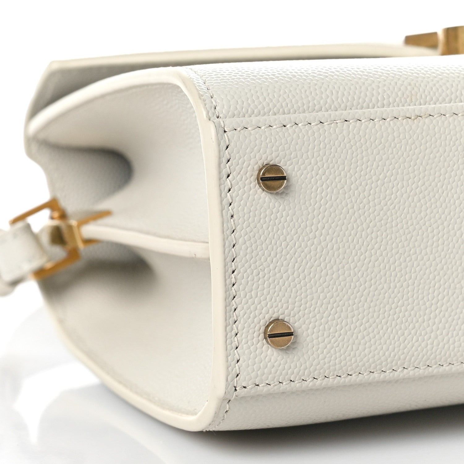 Saint Laurent Grain de Poudre Mini Classic Monogram Cassandra Top Handle Vintage White 7 of 8