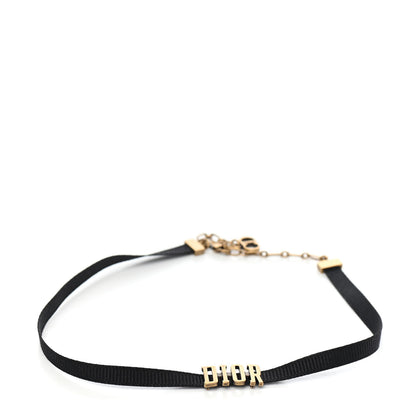 Christian Dior Grosgrain Ribbon Dior Logo Choker Necklace Black 1 of 3