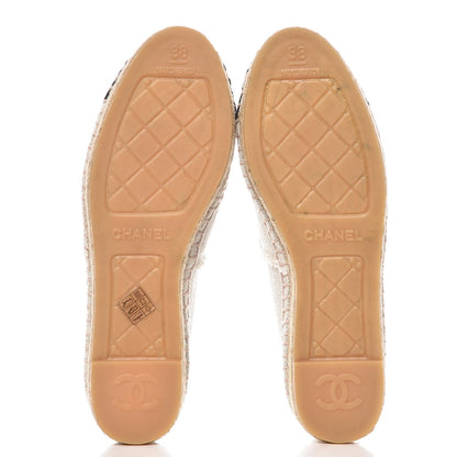 Chanel Linen CC Espadrilles 38 Beige Black 5 of 12