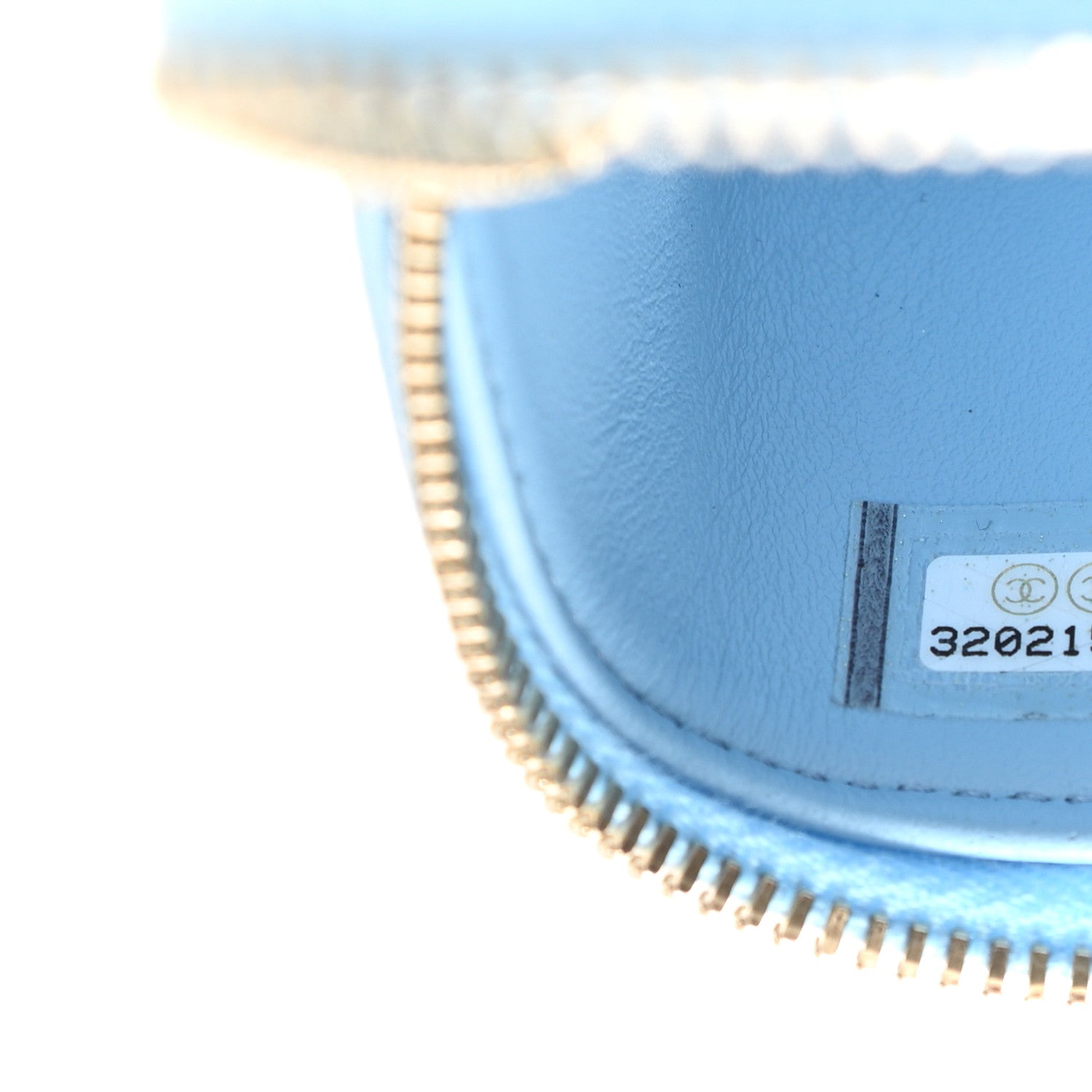 Chanel Caviar Quilted Mini Vanity Case With Chain Light Blue 8 of 13