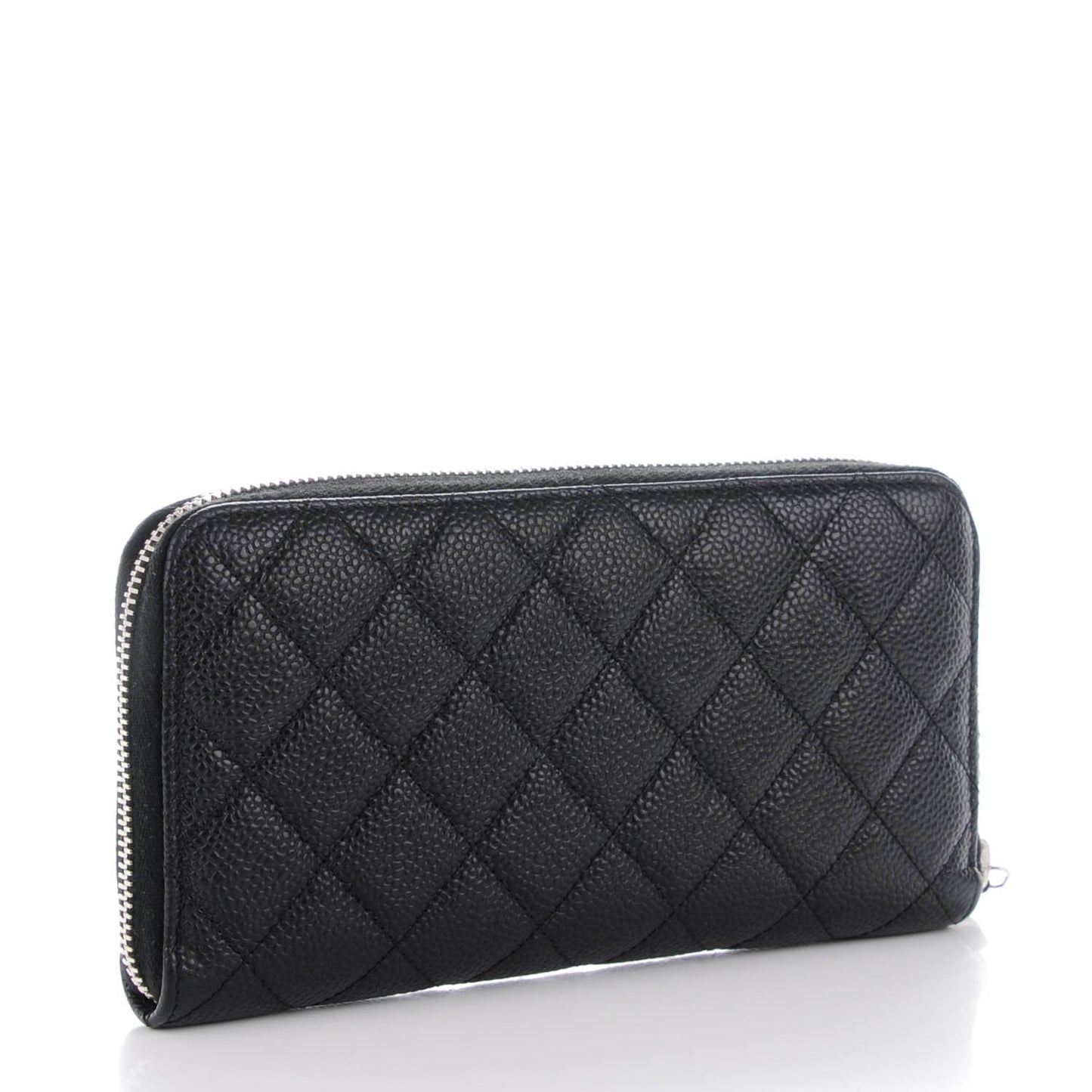 Caviar Quilted Large Gusset Zip Around Wallet Black