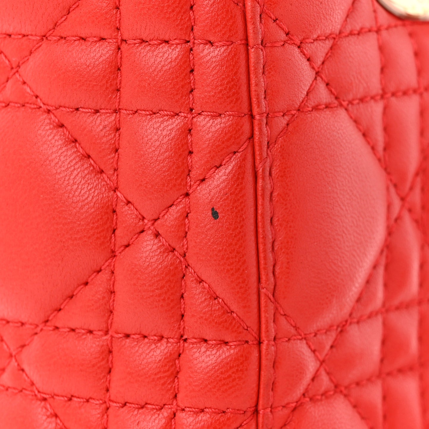 Lambskin Cannage Small Lucky Badges My Lady Dior Red