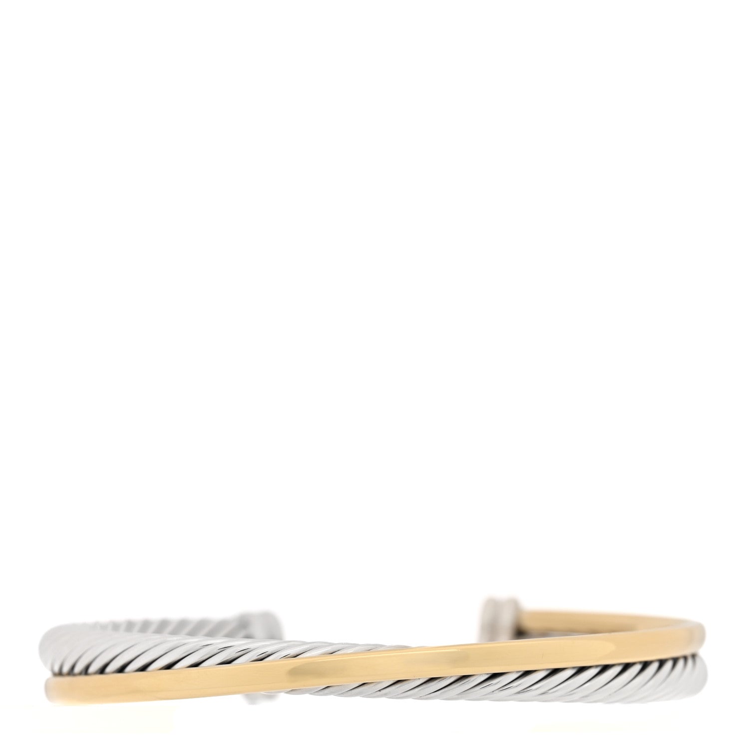 David Yurman Sterling Silver 18K Yellow Gold 5mm Crossover Cuff Bracelet 1 of 3