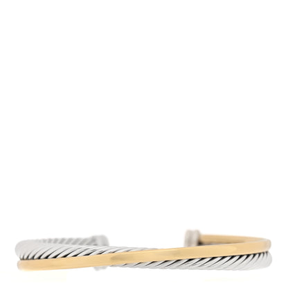 David Yurman Sterling Silver 18K Yellow Gold 5mm Crossover Cuff Bracelet 1 of 3