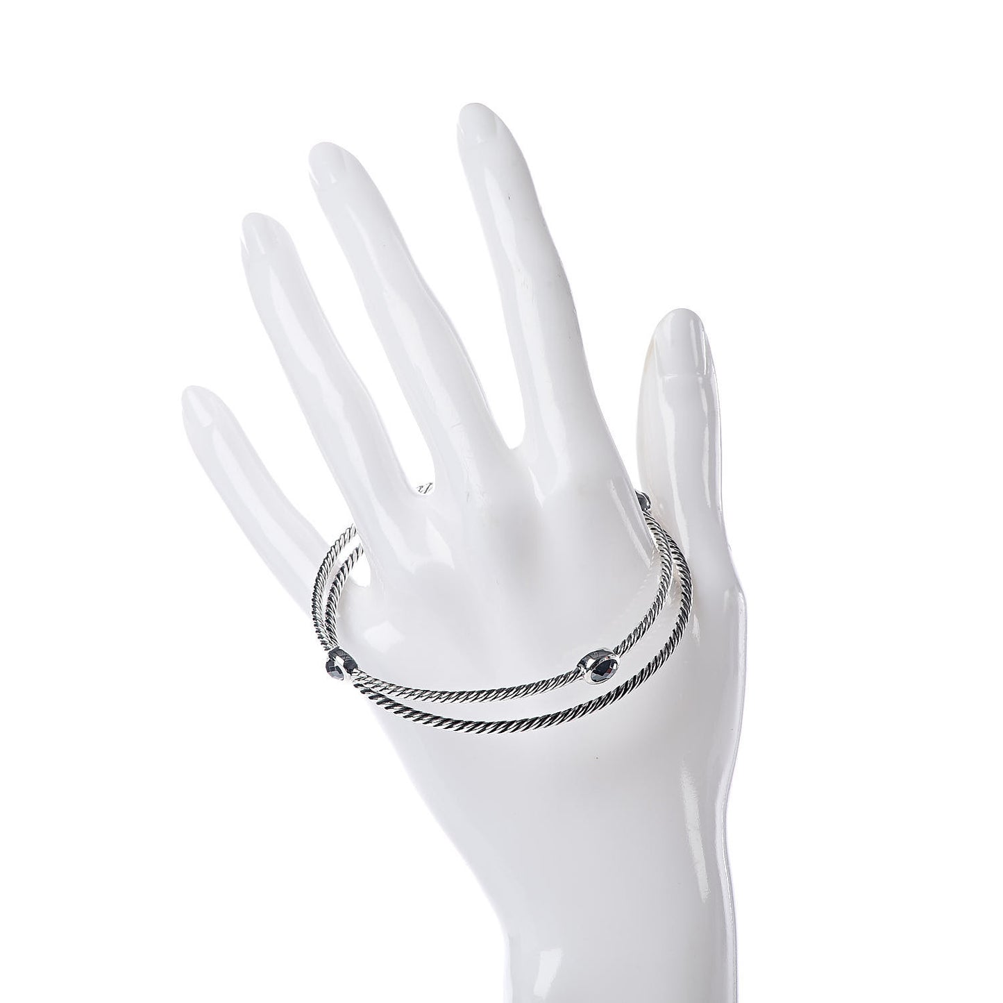 Sterling Silver Hematine Color Classics Cable Bangle Bracelet Set of 2