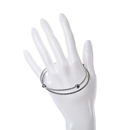 David Yurman Sterling Silver Hematine Color Classics Cable Bangle Bracelet Set of 2 2 of 6