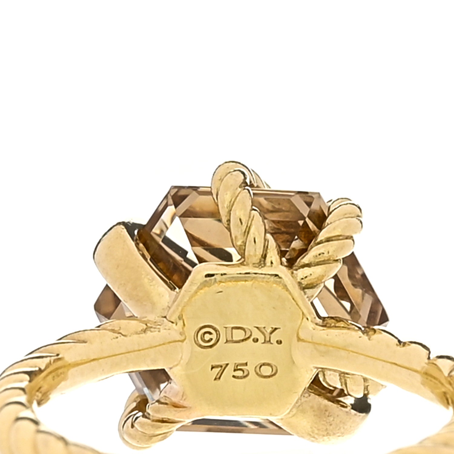 David Yurman 18K Yellow Gold Champagne Citrine Diamond 10mm Cable Wrap Ring 49 4.75 4 of 4