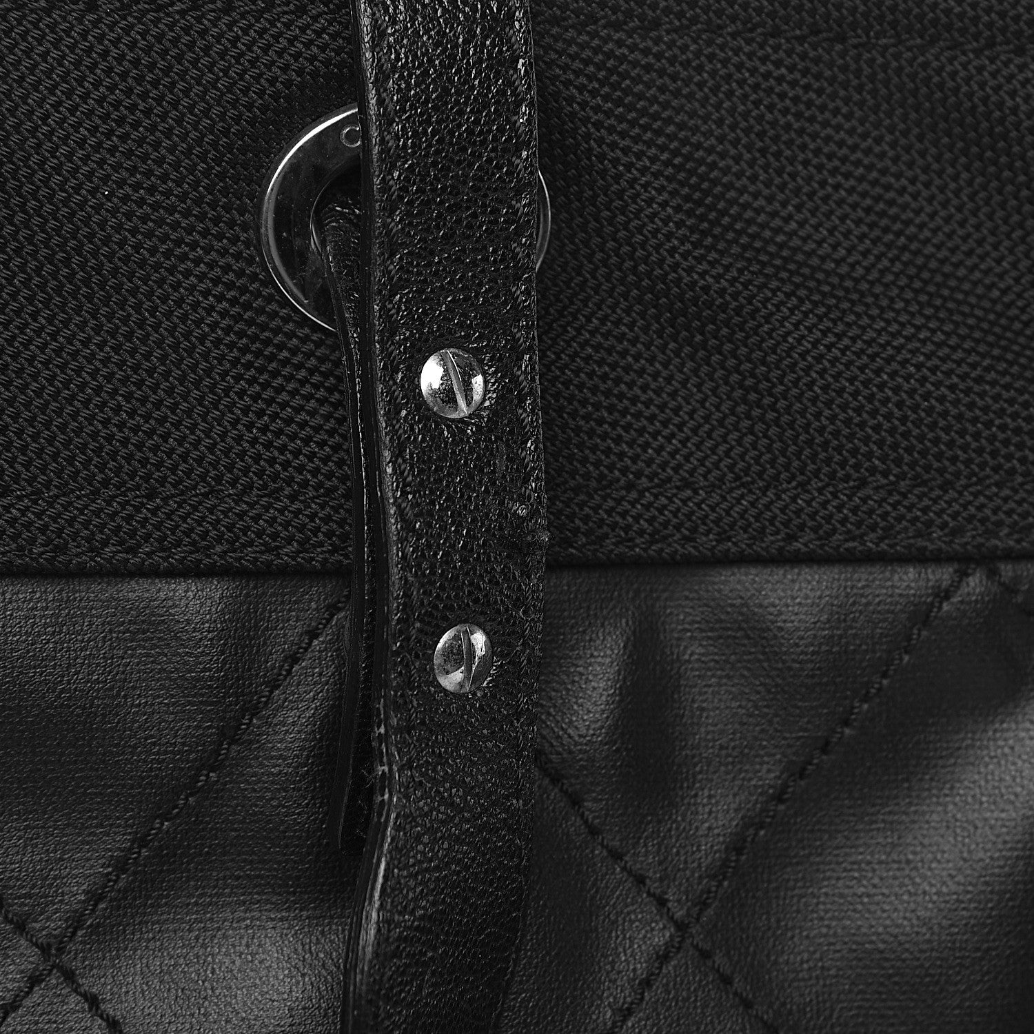 Chanel Coated Canvas Quilted Large Paris Biarritz Tote Black 14 of 19