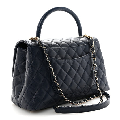 Chanel Caviar Lizard Embossed Quilted Small Coco Handle Flap Navy Blue 2 of 9