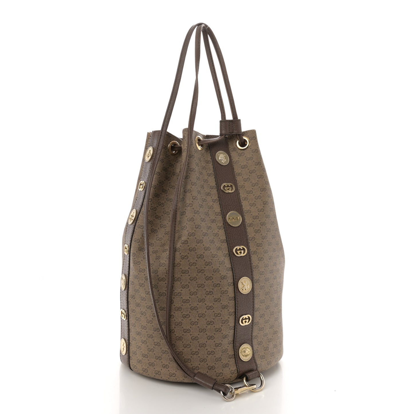GG Supreme Monogram Drawstring Bucket Backpack Beige New Acero Crop