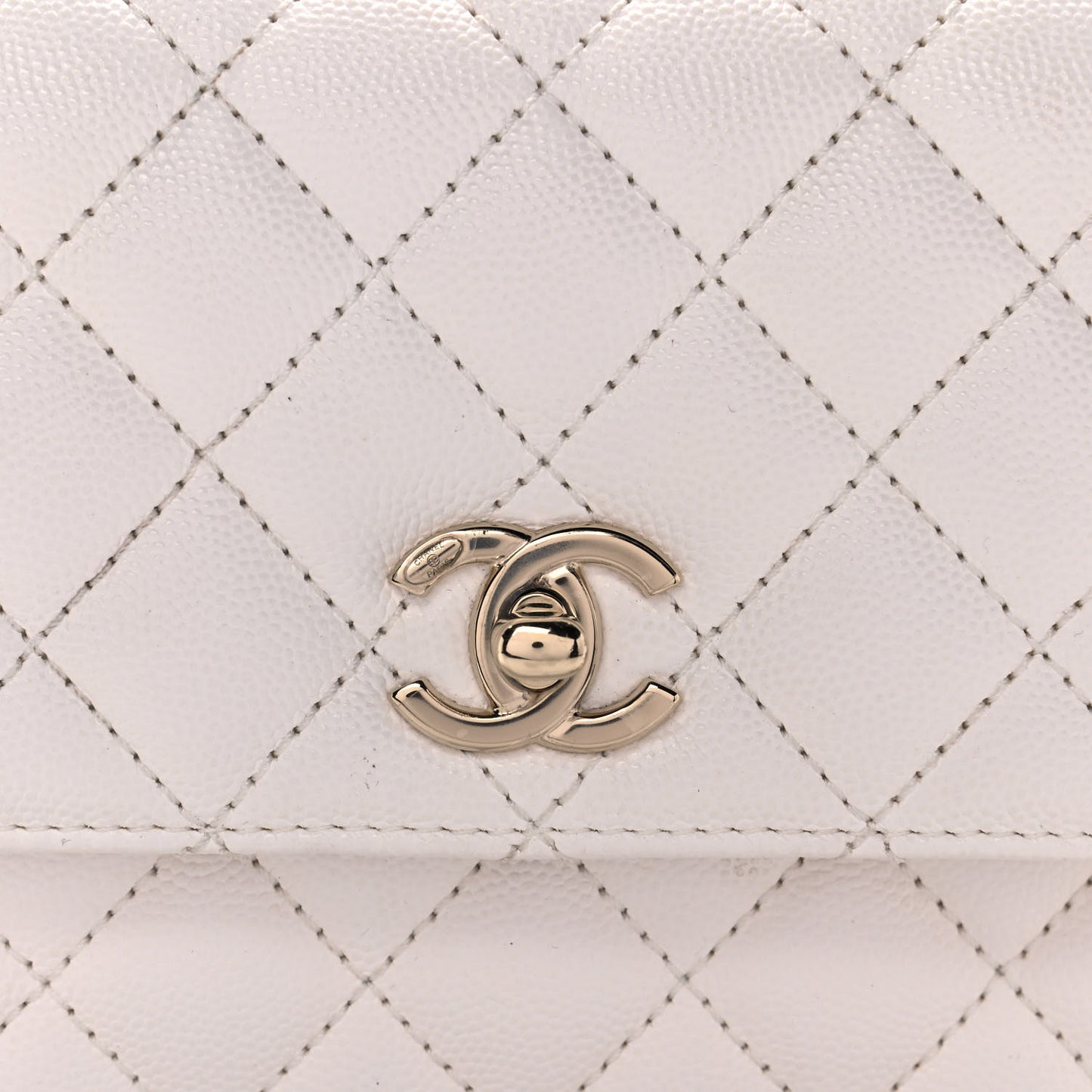Caviar Quilted Mini Coco Handle Flap White