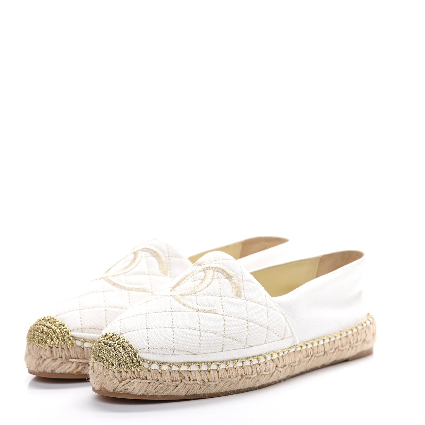 Fabric Biarritz CC Espadrilles 39 White Gold