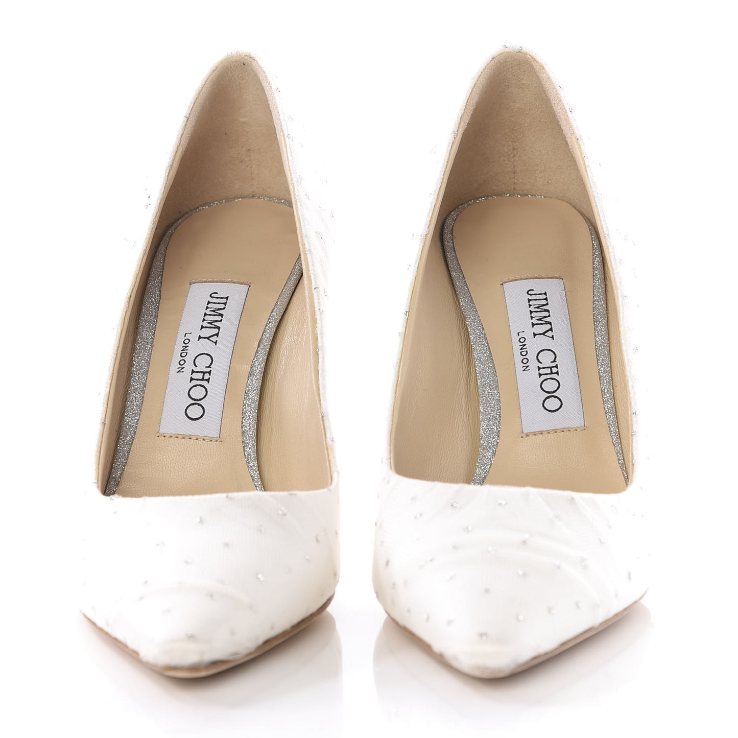 Mesh Glitter Pointy Toe Polka Dot Romy 85 Pumps 36 White Silver