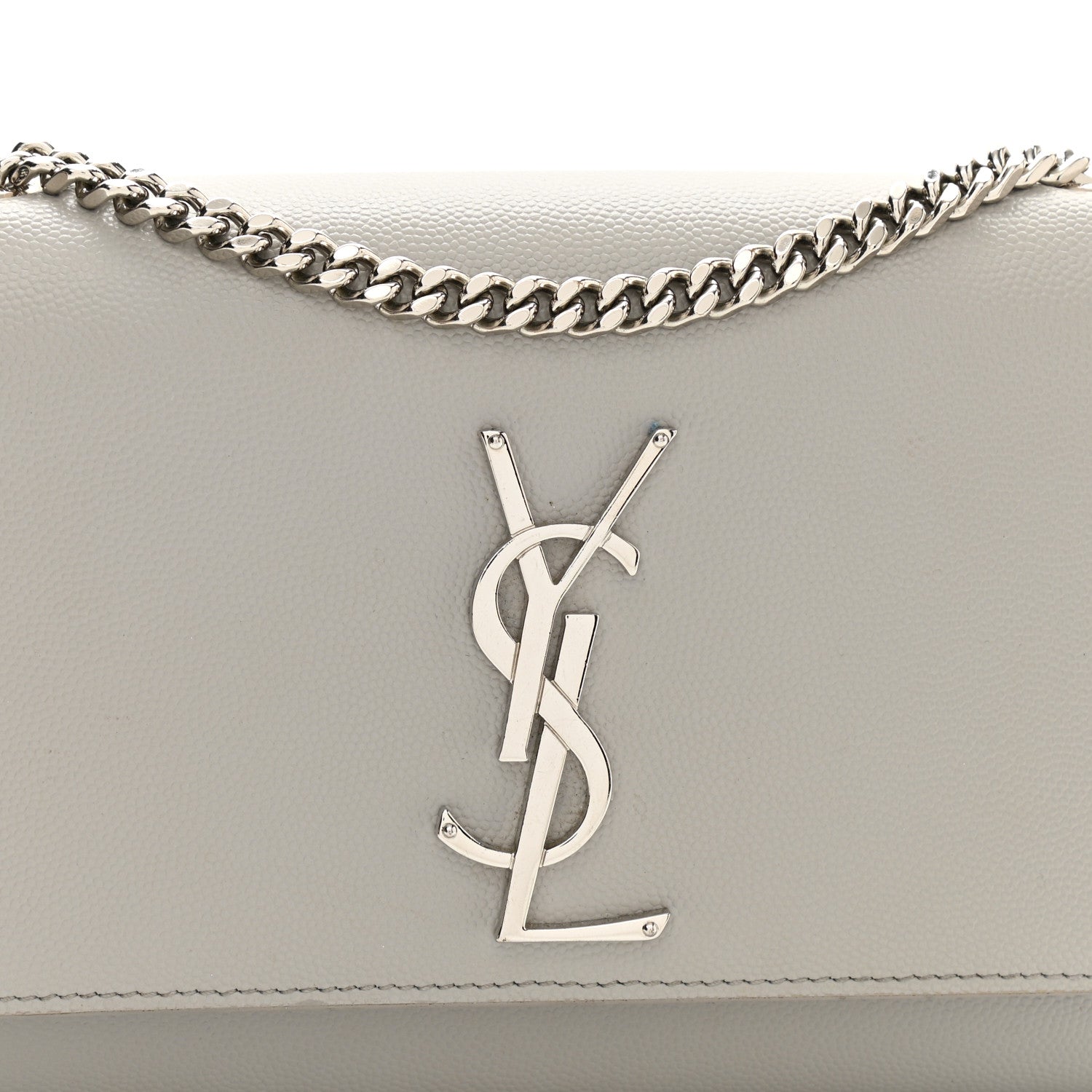 Saint Laurent Grain De Poudre Small Monogram Kate Satchel Blanc Vintage 7 of 12