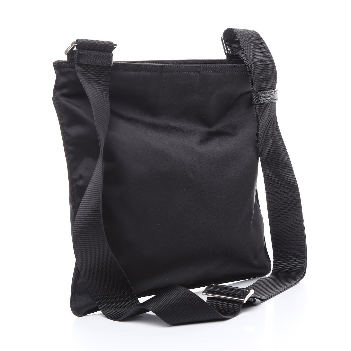 Nylon Saffiano Flat Messenger Bag Black