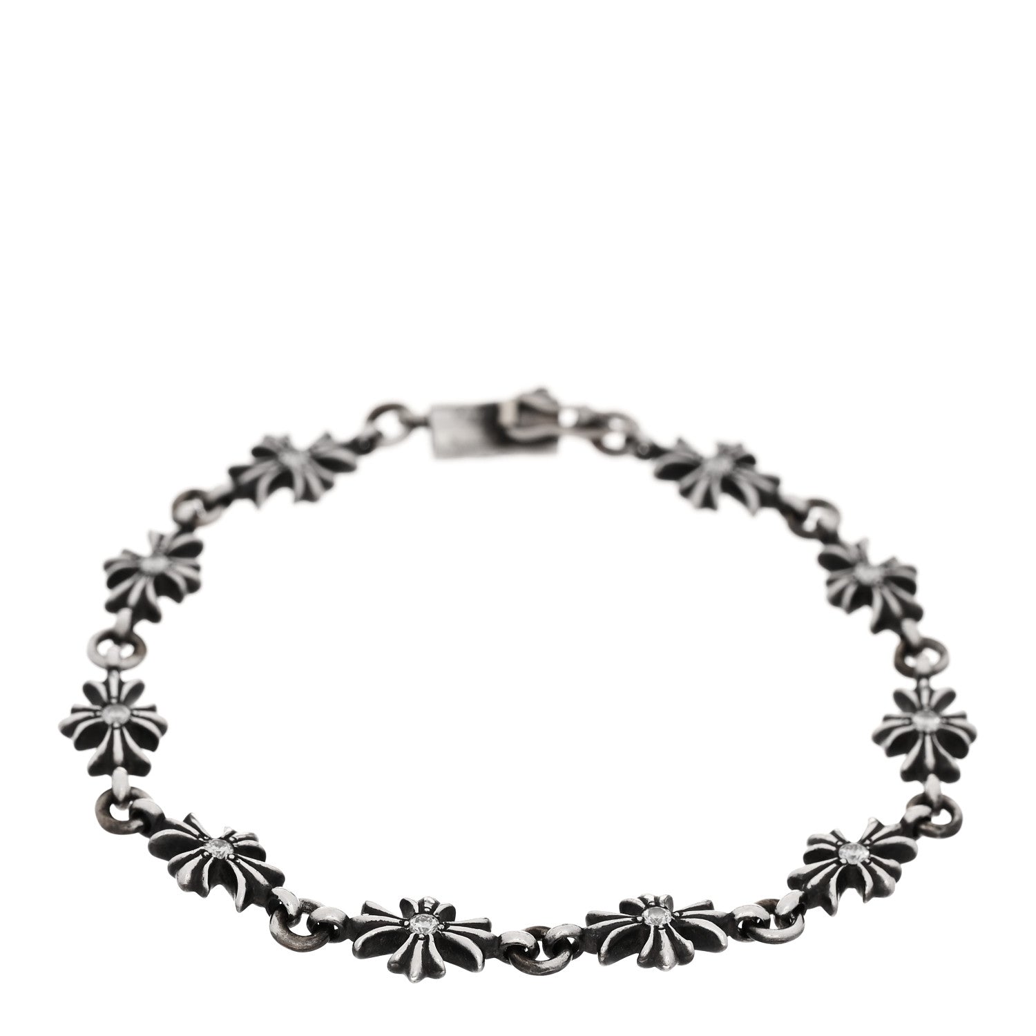 Chrome Hearts Sterling Silver Diamond Cross Bracelet 1 of 4