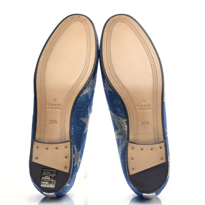 Gucci Lurex Calfskin Starry Sky Womens Jordaan Loafers 36.5 Bluette Silver 6 of 11