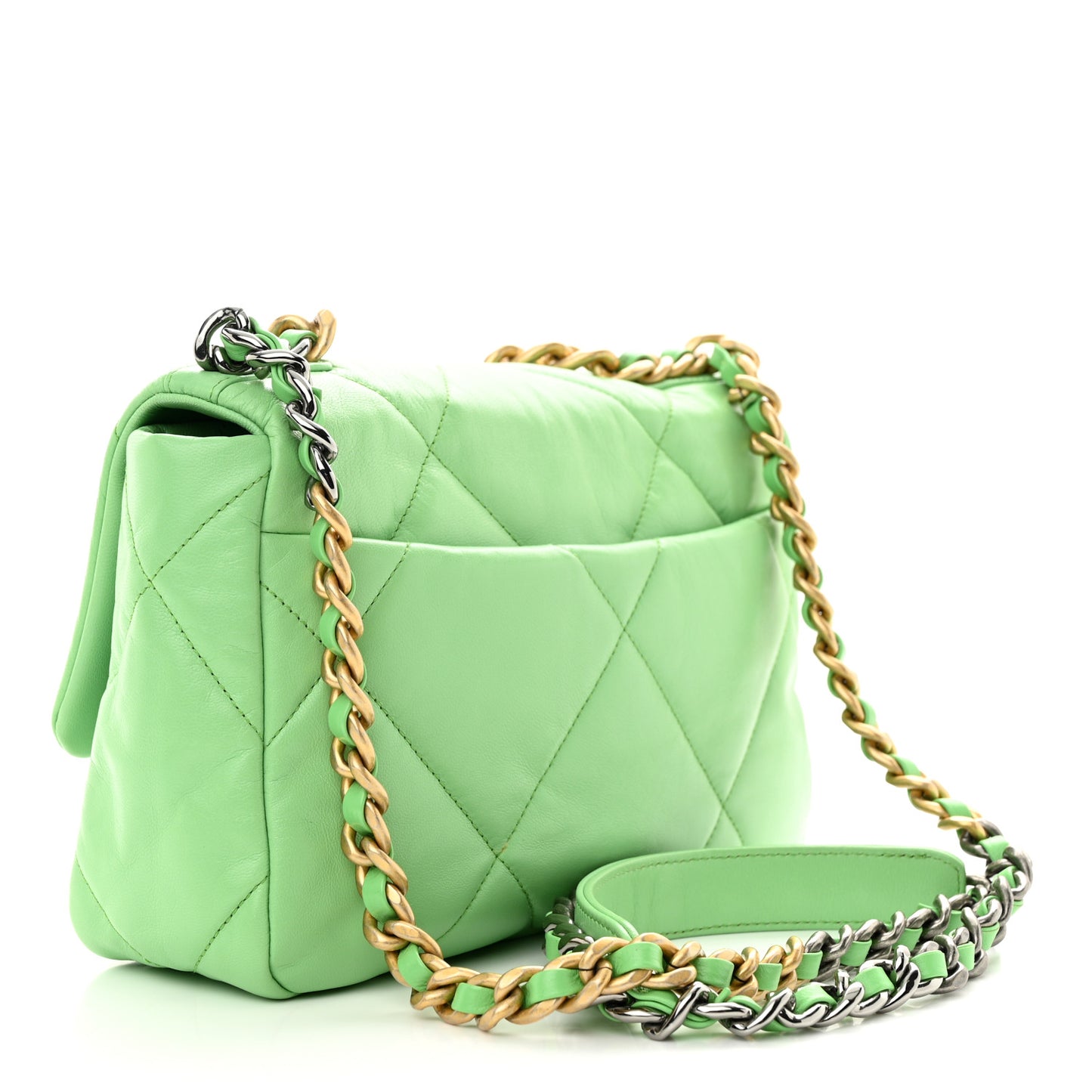 Lambskin Quilted Medium Chanel 19 Flap Green
