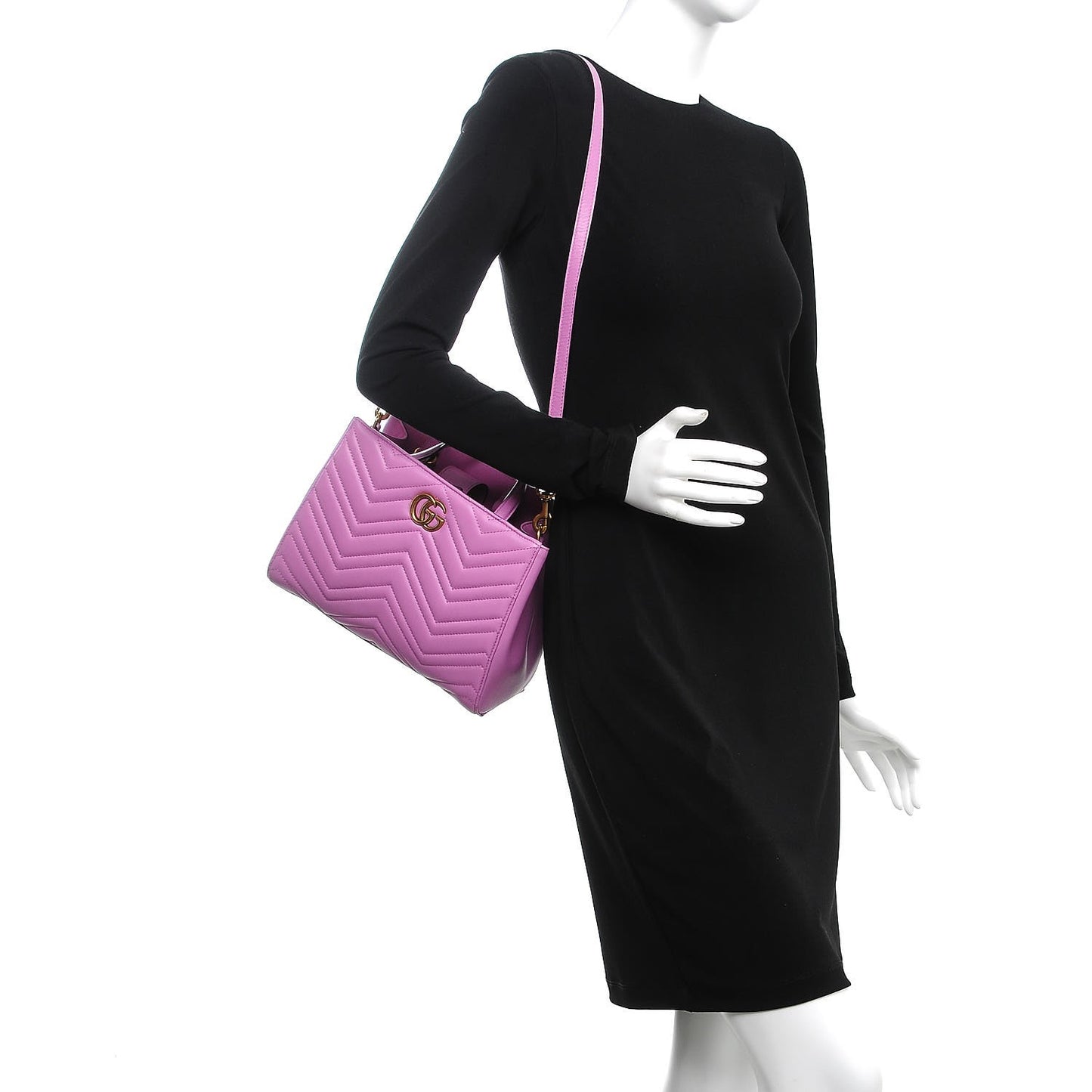 Calfskin Matelasse Small GG Marmont Tote Candy Mousse