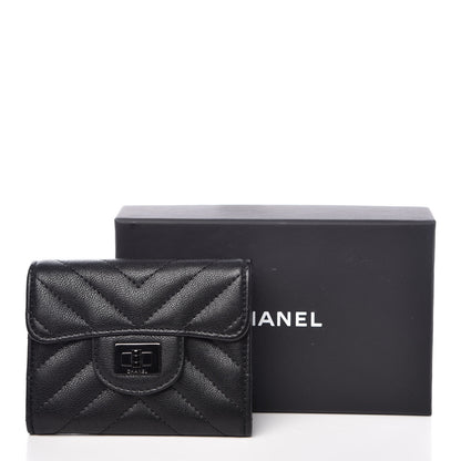 Chanel Sheepskin Chevron Quilted Reissue Card Holder Wallet So Black 9 of 9