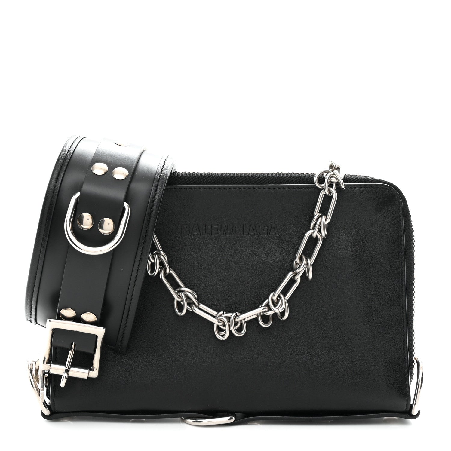 Balenciaga Calfskin Chain Cuff Wristlet Wallet Black 2 of 21