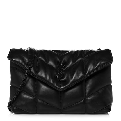 Saint Laurent Lambskin Quilted Toy Loulou Puffer Monogram Chain Satchel Black 1 of 13