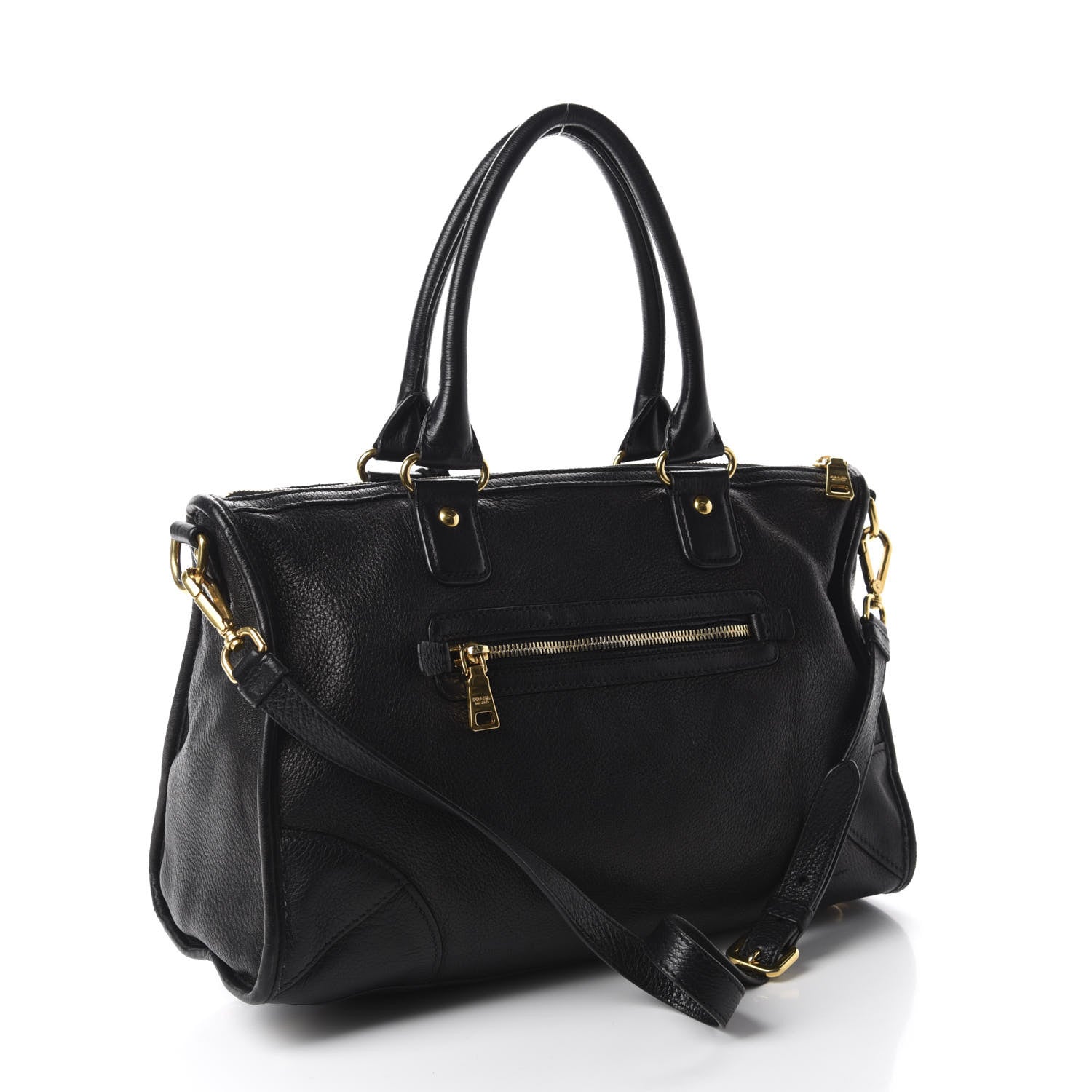 Prada Vitello Daino Shopping Satchel Black 4 of 13
