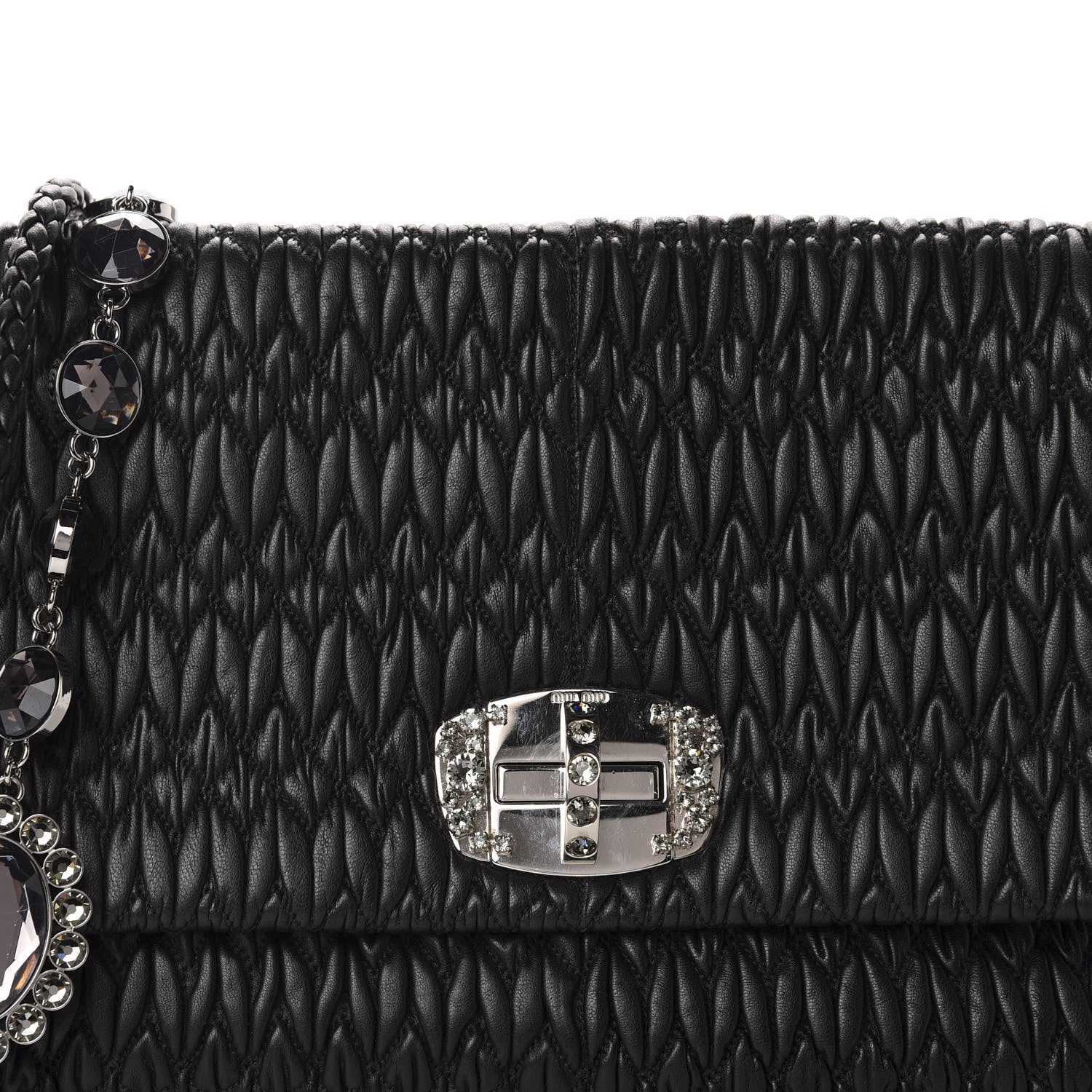 Miu Miu Nappa Matelasse Crystal Flap Clutch Black 10 of 10