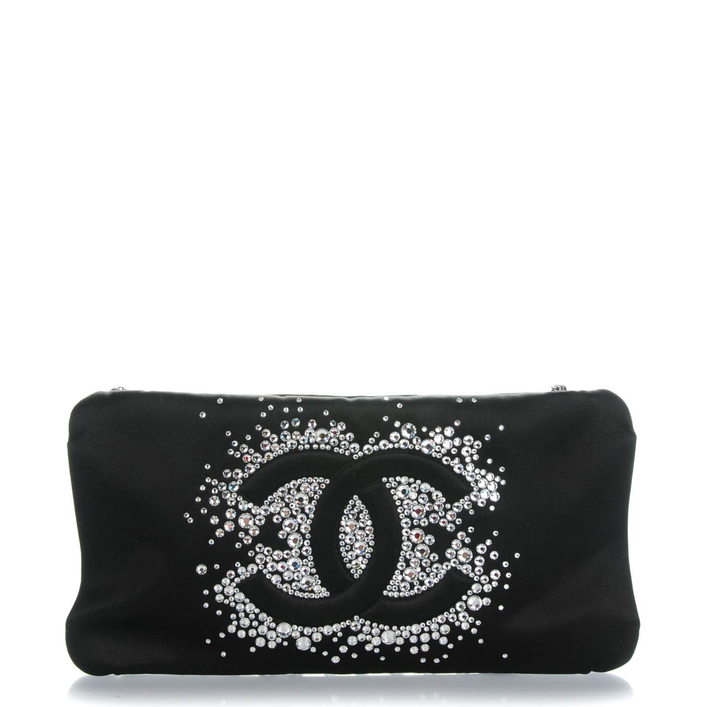Satin Diamante Evening Clutch Bag Black