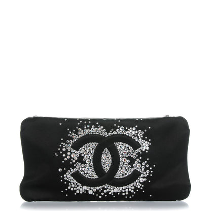 Chanel Satin Diamante Evening Clutch Bag Black 1 of 7