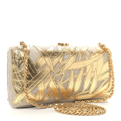 Chanel Pleated Toile Embroidered Lambskin Evening In Greece Clutch Gold 2 of 9