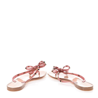 Valentino Garavani PVC Jelly Glitter Rockstud Bow Thong Sandals 39 Pink 8 of 9