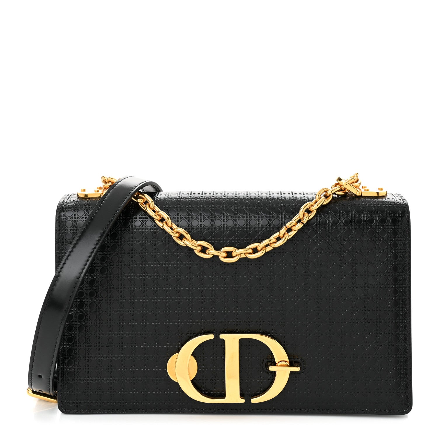Christian Dior Patent Micro-Cannage 30 Montaigne Chain Flap Bag Black 1 of 11