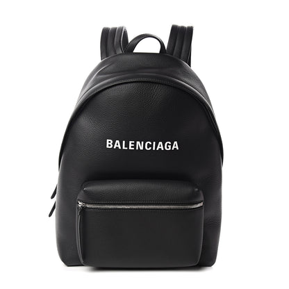Balenciaga Smooth Calfskin Logo Large Everyday Backpack Black 1 of 9