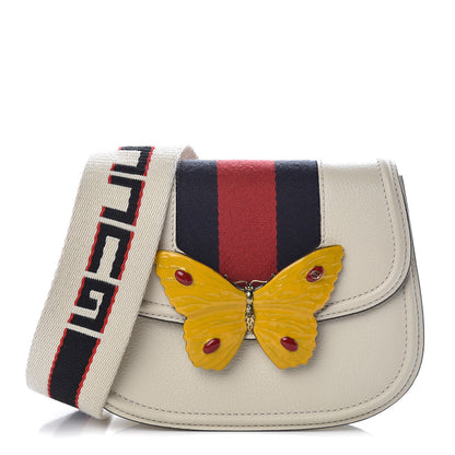 Gucci Calfskin Web Stripe Butterfly Small Totem Shoulder Bag White 1 of 10