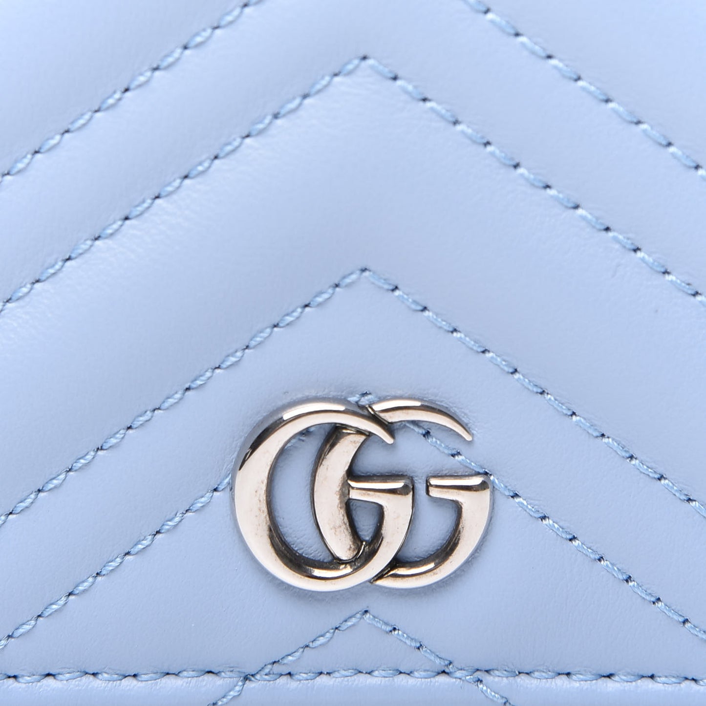 Calfskin Matelasse GG Marmont Mini Wallet On Chain Porcelain Light Blue