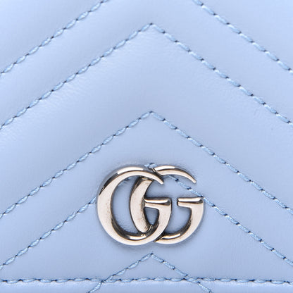 Gucci Calfskin Matelasse GG Marmont Mini Wallet On Chain Porcelain Light Blue 10 of 11